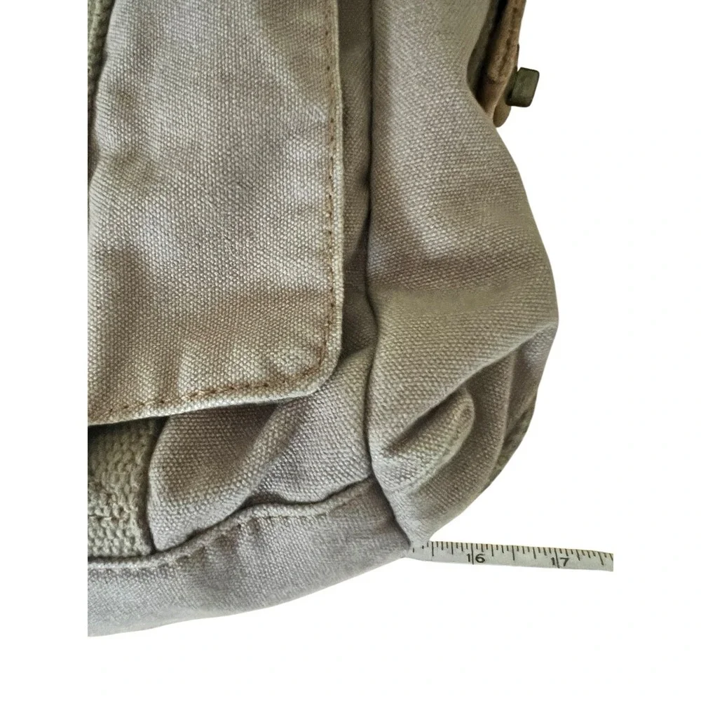 Fossil‎ Military Olive Canvas Leather Messenger Utility Laptop Bag Turnlock